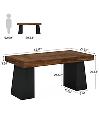 Tribesigns 55" Executive Wooden Desk with Double Pedestal