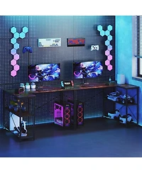 Slickblue L-shaped Reversible Corner Desk with Adjustable Storage Shelves