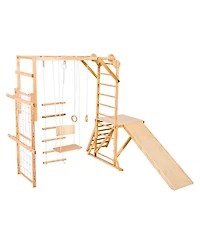 Slickblue 8-in-1 Indoor Playground Jungle Gym with Slide, Swing & Climb