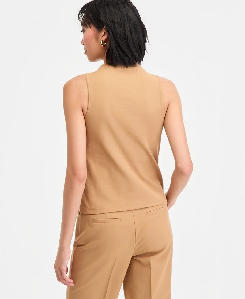 I.n.c. International Concepts Women's High-Neck Rib-Knit Sleeveless Top, Macy's Exclusive
