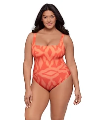 S3 Apparel Women's Sculpting Square-Neck Lace-Up Back One-Piece Swimsuit