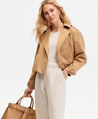 I.N.C. International Concepts Womens Bubble Hem Cropped Trench Jacket Macys Exclusive