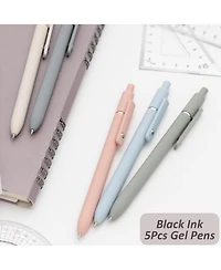 Htutwoo 5Pcs Gel Pens, 0.5mm Black Ink Pens with Smooth Writing