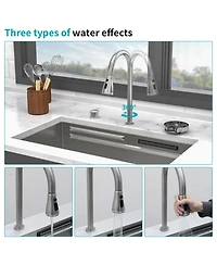 flynama 33x16.72x10inch Undermount Waterfall Kitchen Sink Stainless Steel Workstation with Faucet