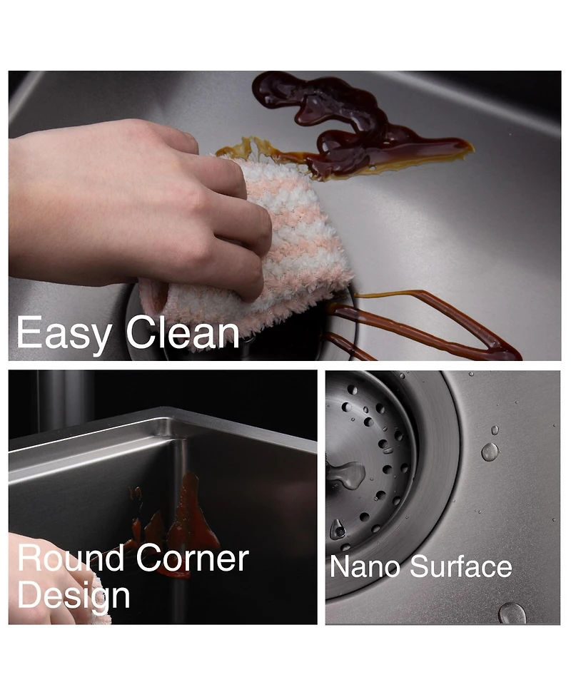 flynama huluwat 33x22x10inch Gunmetal Black Farmhouse Workstation Kitchen Sink All In One Stainless Steel