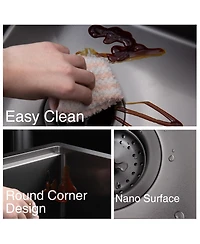 flynama huluwat 33x22x10inch Gunmetal Black Farmhouse Workstation Kitchen Sink All In One Stainless Steel