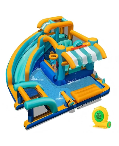 Hongge Kids Ice Cream Inflatable Bounce House With Water Slide Pool And 680W Blower