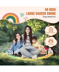 Mecale Tree Swing, 40" Saucer Swing, 750-Lb Capacity, 900D Oxford Seat, Hanging Straps & Adjustable Ropes