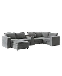Hulala Home Buelow 144” Modern Storage Sectional Sofa With Charging Station And Middle Compartment
