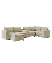 Hulala Home Buelow 144” Modern Storage Sectional Sofa With Charging Station And Middle Compartment