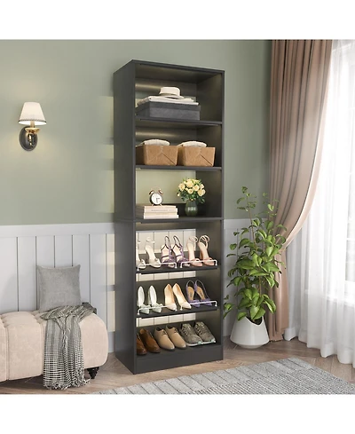 Aheaplus Closet Organizer with Adjustable Shoe Shelves