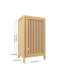 Bathroom Bamboo Storage Cabinet - Freestanding Floor Cabinet with Door and Shelf