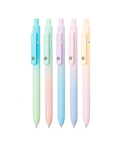 Htutwoo 5Pcs Gel Pens, 0.7mm Black Ink Pens with Retractable Fine Point, Writing Supplies for Journaling and Note Taking (Gradient)