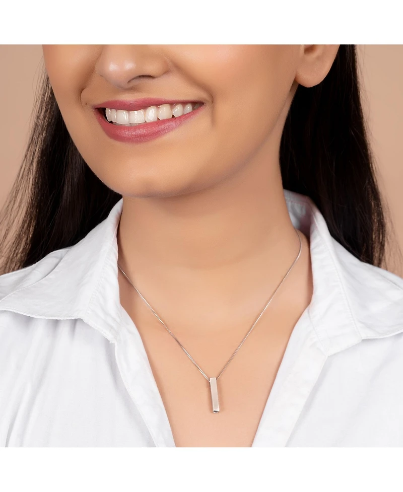 Bling Jewelry Minimalist Vertical 3D Pillar Bar Necklace Pendant Solid .925 Sterling Silver