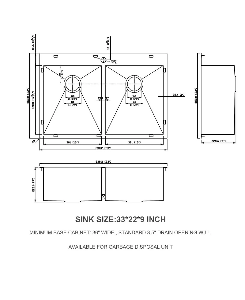 flynama huluwat Double Bowl Kitchen Sink Drop In Stainless Steel 18 Gauge 50 and 50