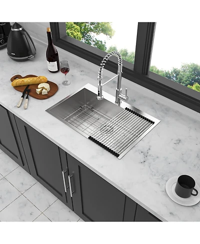 33x22x9inch Stainless Steel Kitchen Sink Drop In Single Bowl 16 Gauge Topmount