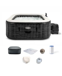Intex PureSpa Greystone Deluxe 4 Person Inflatable Hot Tub Square Spa, 69" x 28"