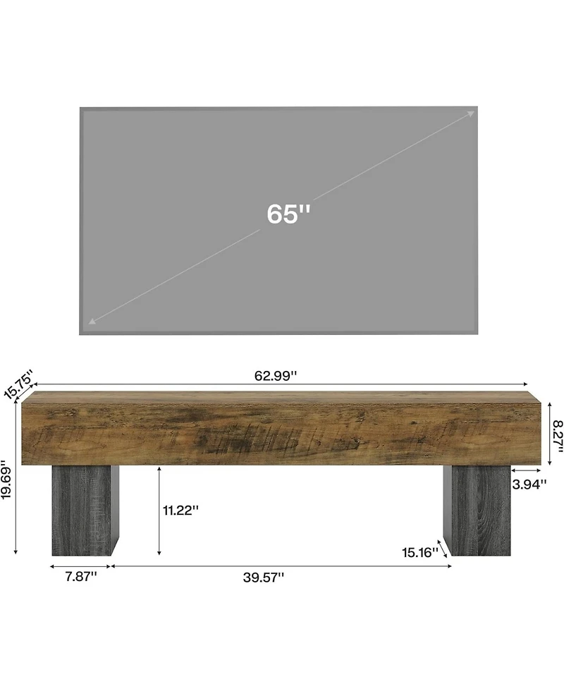 Tribesigns 63" Tv Stand, Farmhouse Entertainment Center, Low Tv Console Table, Long Media Console Television Stands for 55/60/65 Inches Tv