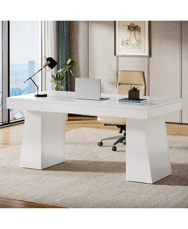 Tribesigns 55" Executive Wooden Desk with Double Pedestal