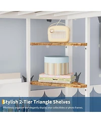 gaomon Loft Bed Twin with Large Desk and 2-Tier Storage Shelves, Heavy Duty Metal Ladder Guardrail