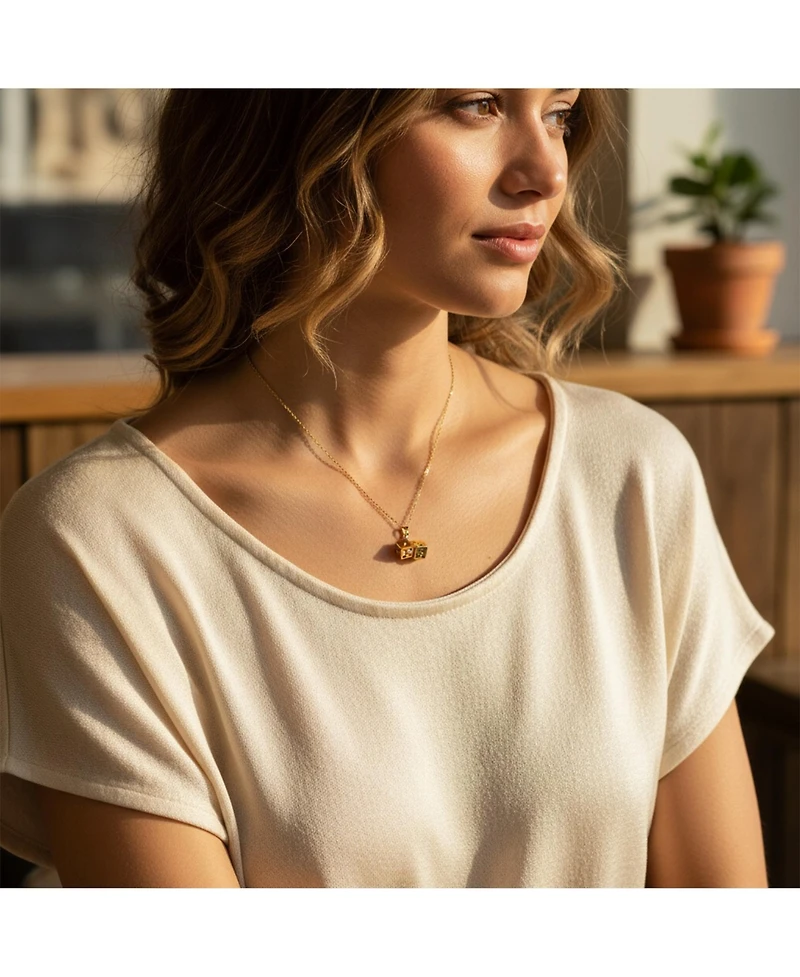 Bling Jewelry 14K Yellow Gold Lady Lucky Gamblers Dice Pendant Charm