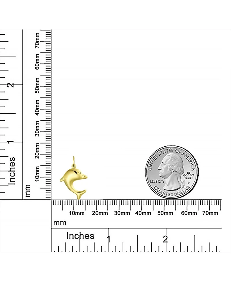 Bling Jewelry Nautical Jewelry Tiny 14K Yellow Gold Dolphin Pendant Necklace No Chain