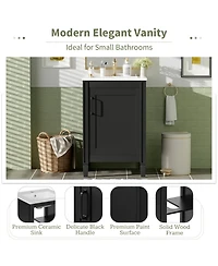 Cesicia 20 in. Modern Freestanding Bathroom Vanity with Ceramic Sink, Soft Close Door, Adjustable U-Shaped Shelf, Door Storage Rack