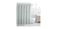 Slickblue Green White Plaid Cotton Shower Curtain, 72-Inch