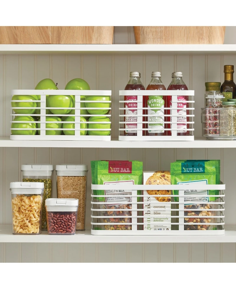 Metal Pantry Basket with Handles - Set of 2