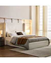 Boyel Living Carmen Upholstered Wingback Bed Frame with 54" Headboard