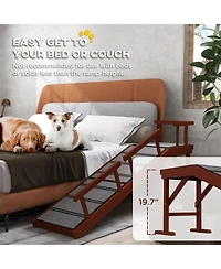 Aostirmotor Dog Ramp with Removable Guardrails in Brown and Gray