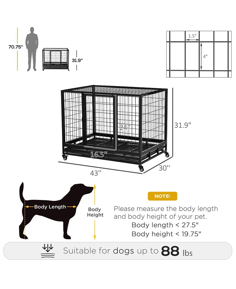 Aostirmotor Dog Crate Metal Cage Kennel