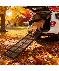 Aostirmotor Folding Portable Dog Ramp Extra Long and Wide Dog Car Ramp in Black