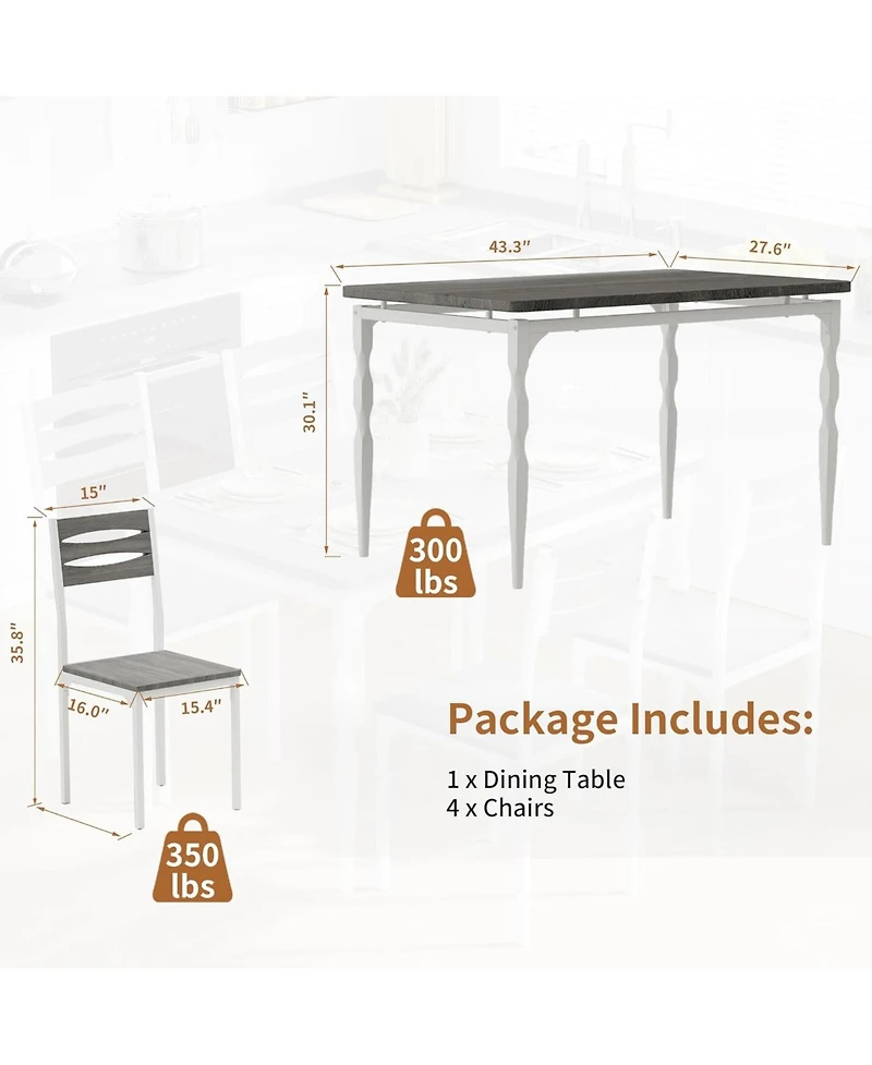 gaomon 5 Piecs Dining Table Set, Farmhouse Style and Chairs Set for 4, Room Kitchen Apartment, Modern Sturdy
