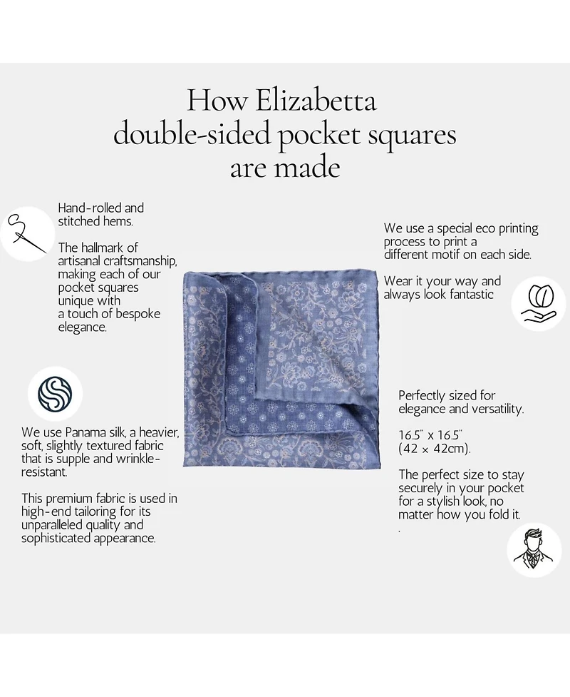 Elizabetta Men's Positano - Double Sided Silk Pocket Square for Men