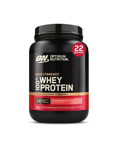 Optimum Nutrition, Gold Standard 100% Whey Protein Powder, Strawberries & Cream 1.5lb Tub