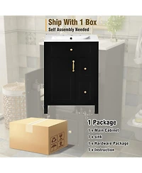 Cesicia 24 in. Bathroom Vanity with Ceramic Sink, Soft Close Door, Drawers and Double Storage Racks on the Door