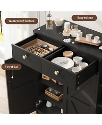 gaomon 42" Tall Shoe Storage Cabinet with Doors and Drawers, Modern 4-Tier Organizer, 3 Adjustable Shelves, Entryway Rack