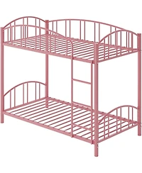 gaomon Metal Bunk Bed Twin Over Twin, Frame with Heightened Arched Guardrail and Safety Ladder,Sturdy Steel