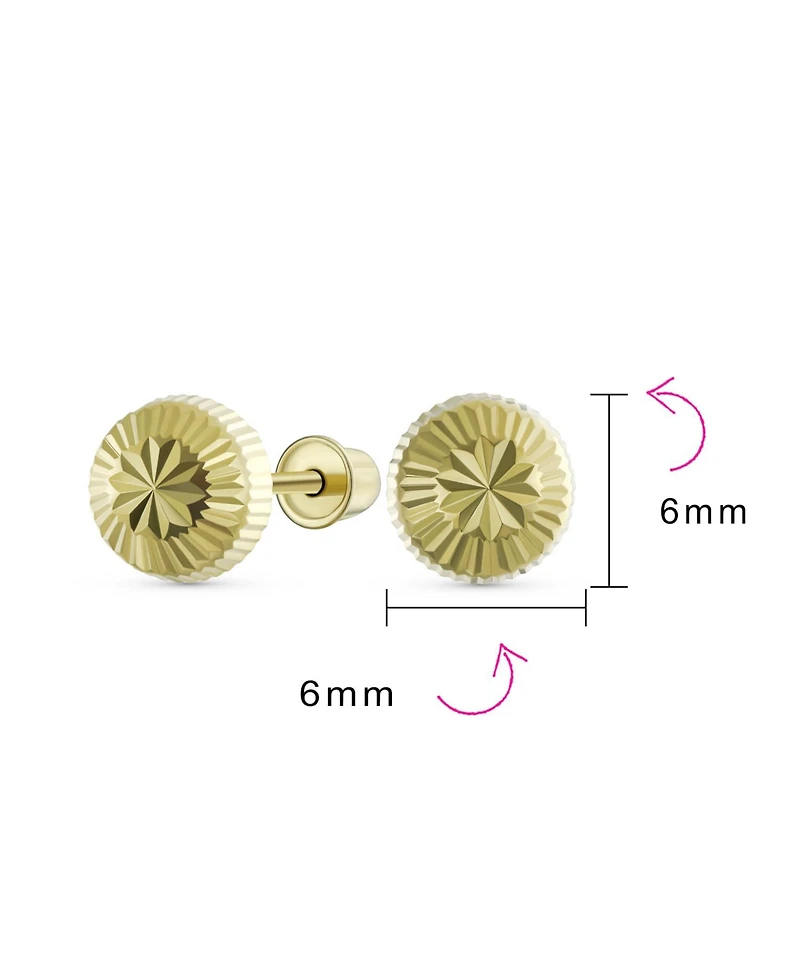 Bling Jewelry Timeless Real 10K Yellow Gold Half Dome Sparkling Star Design Brust Ball Stud Earrings 6MM