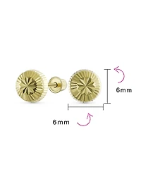 Bling Jewelry Timeless Real 10K Yellow Gold Half Dome Sparkling Star Design Brust Ball Stud Earrings 6MM