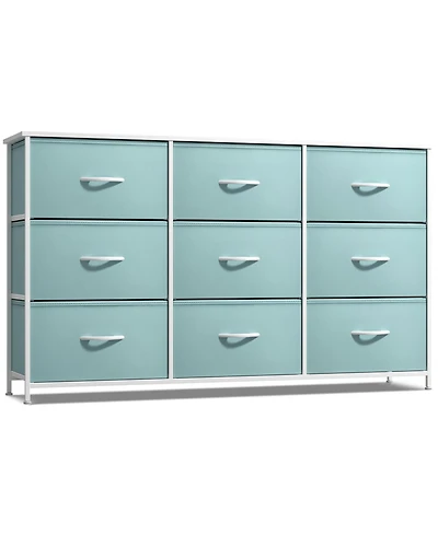 Sorbus 9 Drawers Dresser- Storage Unit with Steel Frame, Wood Top, Fabric Bins