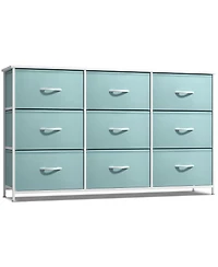 Sorbus 9 Drawers Dresser- Storage Unit with Steel Frame, Wood Top, Fabric Bins