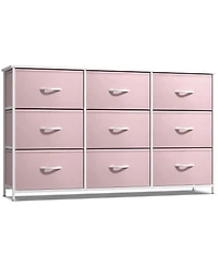 Sorbus 9 Drawers Dresser- Storage Unit with Steel Frame, Wood Top, Fabric Bins