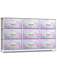 Sorbus 9 Drawers Dresser- Storage Unit with Steel Frame, Wood Top, Fabric Bins