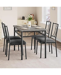gaomon Small Dining Table Set for 4, Wooden Kitchen Table with 4 Upholstered Chairs, Space Saving Compact Dining Table Ideal for Kitchen