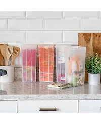 Iris Usa Vertical Plastic Flip Top Storage Containers with Lids for Home & Office, Clear, 4Pk