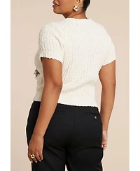 Eloquii Women's Sweater With Sheer Bow