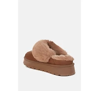 London Rag Women's Portho Faux Fur Slip Flat