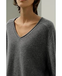 Lilysilk Women's Oversized V-Neck Cashmere Sweater